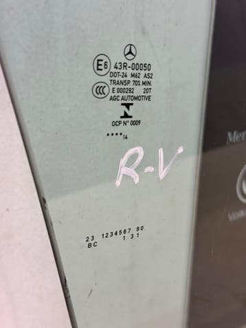 Rechts voordeur zijruit Mercedes-Benz CLA bj.2014 43R-0050, Gebruikt, Mercedes-Benz