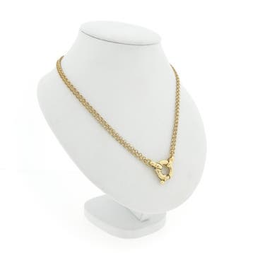 Gouden jasseron schakel collier | 40 cm (Ketting), Ophalen of Verzenden, Gebruikt, Goud, Goud