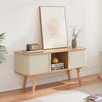 TV meubel Tysvær 120x40x58 cm naturel en cremewit [en.casa], Huis en Inrichting, Kasten | Dressoirs, Verzenden, Nieuw