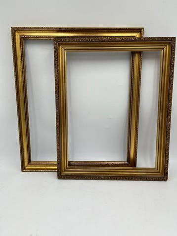 Lijst (2) - Hout - Paar gouden lijsten, Antiek en Kunst