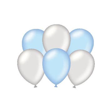 Ballonnen 6 stuks metallic zilver /Blauw, Hobby en Vrije tijd, Verzenden, Nieuw, Versiering, Geboorte of Huwelijk