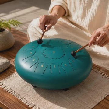 Groene Steel Tongue Drum 305mm met 13 Noten - Inclusief Mall, Verzenden, Nieuw