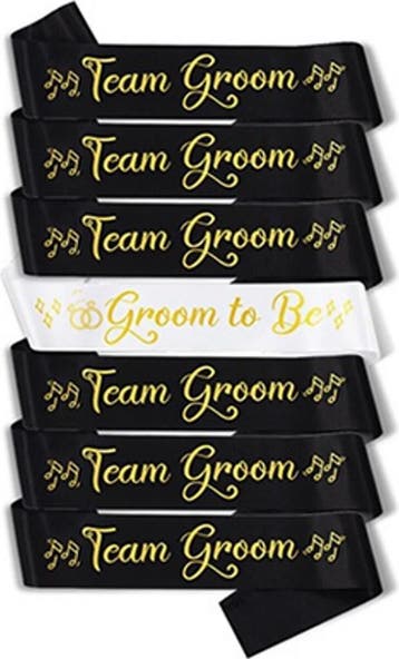 Groom to Be sjerp en dasstrik wit met goud, Verzenden, Nieuw, Accessoires, Wit, Ivoor of Crème