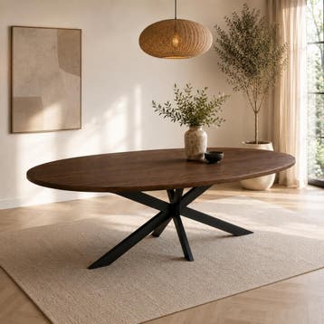 DS4U Mees ovale eettafel - 240 cm - hout - bruin, Ophalen of Verzenden, Nieuw, Bruin