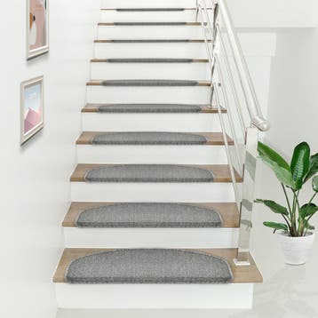 Trapmat set afgerond zelfklevend 15 stuks lichtgrijs, Verzenden, Nieuw