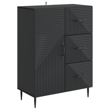 vidaXL Dressoir met lade Zwart 66 x 34,5 x 89,5 cm Bewerkt, Verzenden, Nieuw, Overige houtsoorten, Minder dan 50 cm