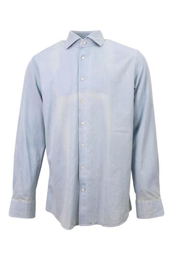 Profuomo Overhemd in maat 44 Blauw, Verzenden, Gedragen, Blauw, Profuomo