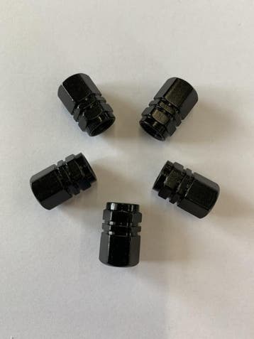 Racing ventieldoppen Exagonal Zwart 5 stuks, Ophalen of Verzenden, Nieuw