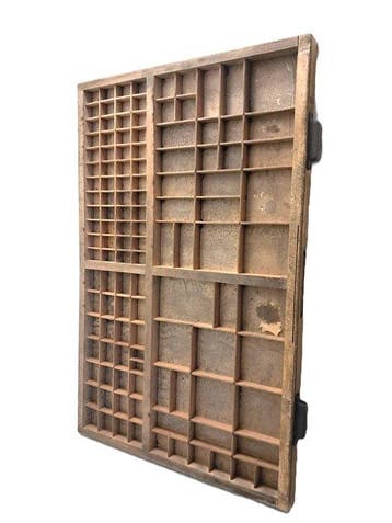 Vitrinekast - Printers tra - Hout - 83x 53 cm