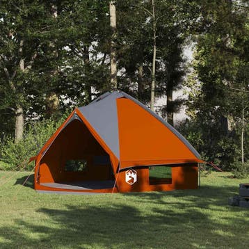 vidaXL Teepee Tent 8-Persoon 8-persoons Grijs en Oranje, Verzenden, Nieuw, Tot en met 2