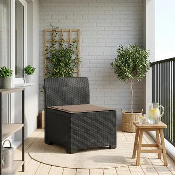 vidaXL Eénpersoons Tuinbank met Kussen Rattan Look PP, Tuin en Terras, Tuinsets en Loungesets, Verzenden, Nieuw