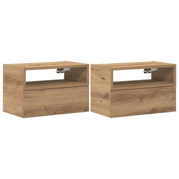Zwevende nachtkastjes set - Artisanaal Eiken - 62% korting, Ophalen of Verzenden, Zo goed als nieuw, 45 tot 65 cm, Minder dan 55 cm