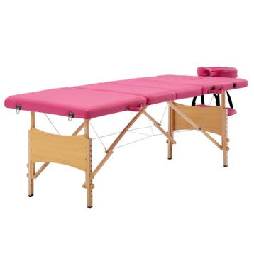 vidaXL Massagetafel inklapbaar 4 zones hout roze, Verzenden, Nieuw