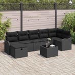 vidaXL Bankstel met kussen met opslag 8 pcs Zwart poly, Verzenden, Nieuw, Rotan, 8 zitplaatsen
