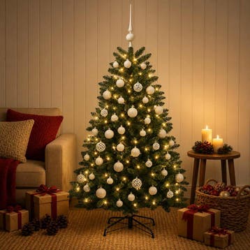 vidaXL Kunstkerstboom middengroen met kerstbal 150 cm 150, Diversen, Verzenden, Nieuw
