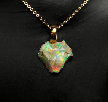 Metaal - Bel hanger - Sprankelend Opal rauw