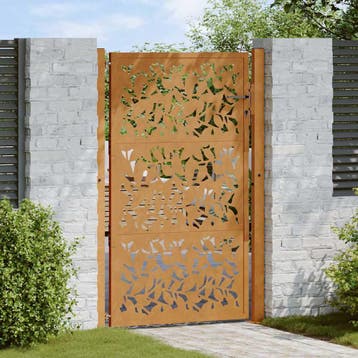 vidaXL Poort met bladontwerp 100x150 cm weervast staal, Verzenden, Nieuw