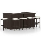 vidaXL 8-delige Tuinbarset met kussens poly rattan bruin, Verzenden, Nieuw, Rotan, 7 zitplaatsen
