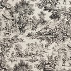 AA021 - Toile de Jouy Nero - Franse elegantie - Meubelstof -