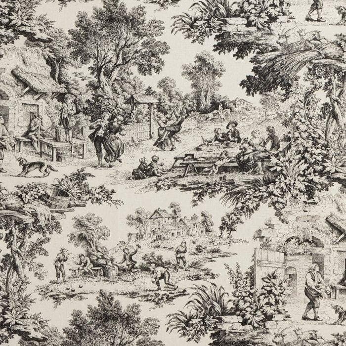 AA021 - Toile de Jouy Nero - Franse elegantie - Meubelstof -, Antiek en Kunst, Antiek | Kleden en Textiel