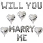 Ballonnen set Will You Marry Me zilver met 5 grote harten, Verzenden, Nieuw, Versiering, Valentijn of Romantisch