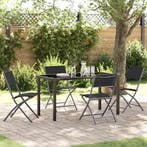 vidaXL Tuin eettafelset 5 pcs Zwart Gepoedercoat staal, Verzenden, Nieuw, Textileen, 5 zitplaatsen