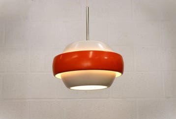 Oranje en witte vintage hanglamp - Lamp - Metaal