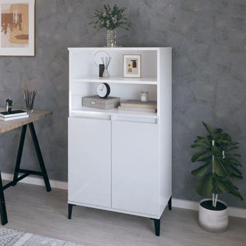 vidaXL buffetkast 60x36x110 cm bewerkt hout hoogglans wit, Huis en Inrichting, Kasten | Buffetkasten, Verzenden, 100 tot 150 cm