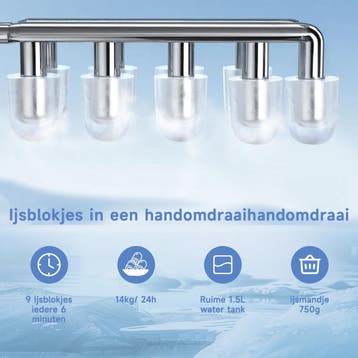 IJsblokjesmachine – 14kg/24 uur – IJsmachine - IJsblokjesmak, Verzenden, Zo goed als nieuw
