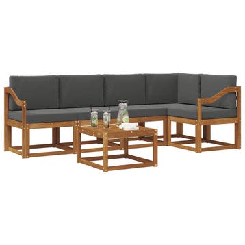 vidaXL Buiten bankenset met kussen 6 pcs Natuurlijk en, Verzenden, Nieuw
