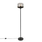 Design vloerlamp zwart met goud en smoke glas - Kyan, Huis en Inrichting, Verzenden, Nieuw, Glas, Design