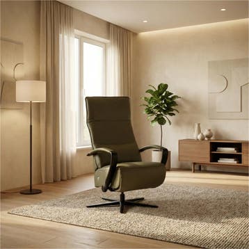 Leren relaxfauteuil Matrix - Massif Olive (olijf/groen) -, Huis en Inrichting, Fauteuils, Nieuw, Ophalen of Verzenden, 50 tot 75 cm