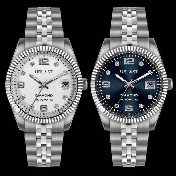 Ublast - Century Diamond - Set Man & Woman - UBDCE40WH+BU -, Sieraden, Tassen en Uiterlijk, Horloges | Heren