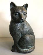 sculptuur, “ Tevreden zittende kat “ - 23 cm - Legering