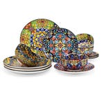 Boheemse Stijl Serviesset 12 Delig - Keramisch Servies Nieuw, Huis en Inrichting, Verzenden, Keramiek, Nieuw, Overige stijlen