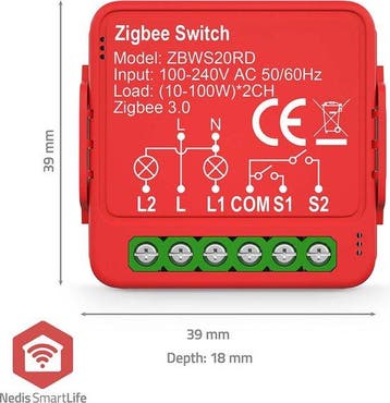 Zigbee Schakelaar inbouw - Dubbele schakelaar  - Inc. App -, Verzenden, Zo goed als nieuw