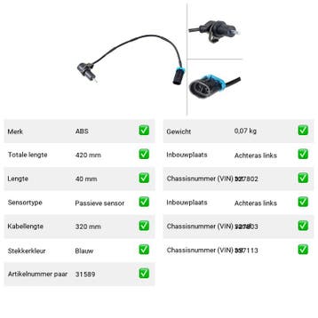 ABS-sensor Chevrolet Tacuma 1.6 (U100) Van 2005-03 tot  - AB, Verzenden, Nieuw, Chevrolet