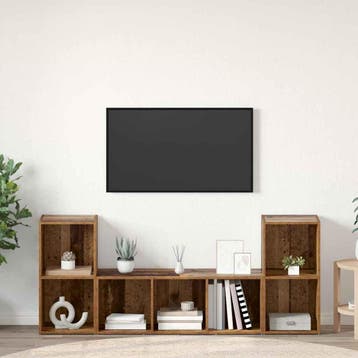vidaXL Tv-meubelset 3 st Bruin Bewerkt hout, Huis en Inrichting, Kasten | Televisiemeubels, Minder dan 50 cm, Verzenden, Nieuw