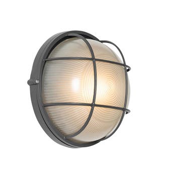 Industriële buitenwandlamp donkergrijs IP44 - Hanneke, Verzenden, Nieuw, Aluminium