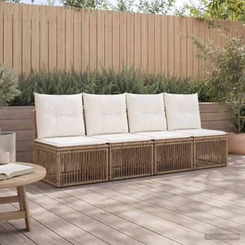 vidaXL 4-zits bank 4 st 4-Aantal zitplaatsen Beige poly, Tuin en Terras, Verzenden, Nieuw, Rotan, 4 zitplaatsen
