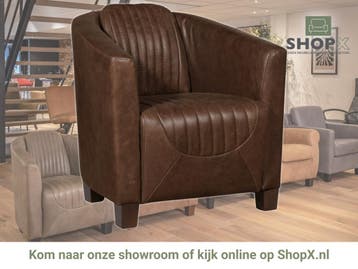 Leren fauteuil Press Special - Vintage Brown (bruin) -, Nieuw, Ophalen of Verzenden, Eigentijds, Klassiek, Retro, Romantisch, Vintage