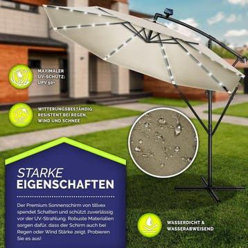 Zweefparasol - Tuinparasol - Parasol 300 cm - Met voet - Met, Verzenden, Zo goed als nieuw