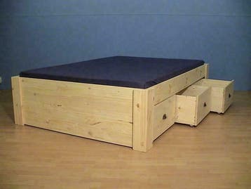 houten BED 3 of 6 LADEN in 50 matrasmaten, Huis en Inrichting, Slaapkamer | Bedden, Nieuw, Hout