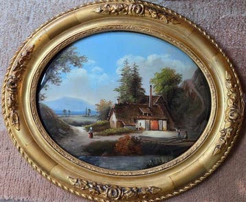 Europese school (XIX-XX) - Fixé sous verre, Antiek en Kunst