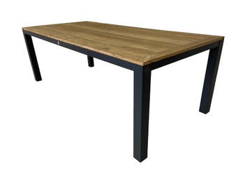 6-persoons Diningtafel Palazzo 220cm | Teak houten tafelblad, Ophalen of Verzenden, Nieuw
