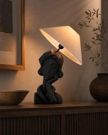 Lamp - Sculpturale Design Tafellamp - Hars - Abstracte