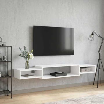 vidaXL Wandgemonteerd tv-meubel Muurmontage Wit 180 x 28 x, Verzenden, Nieuw