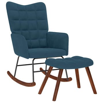 vidaXL Schommelstoel met krukje fluweel blauw, Verzenden, Nieuw