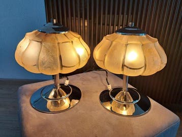 Set glazen Art Deco lampen - Tafellamp (2) - Glas,
