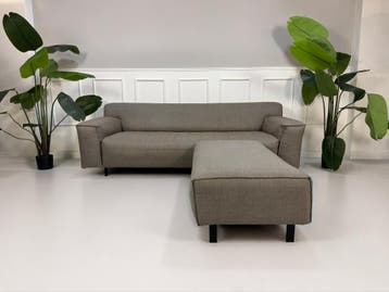 Rolf Benz Grata Sofa Stof Blauw Groen Bank, Driepersoons, Ophalen of Verzenden, Zo goed als nieuw, Rechte bank